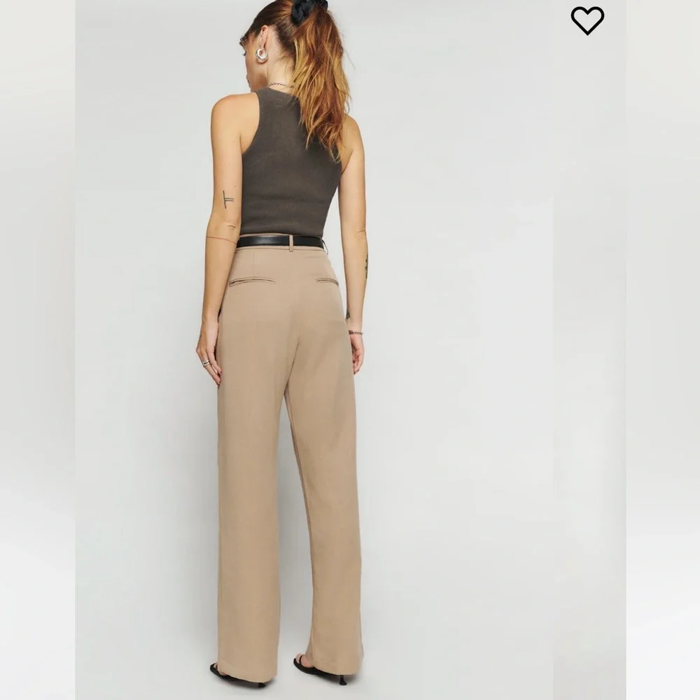Reformation High-Waist Straight Leg Pants in Beige - Picture 2 of 4